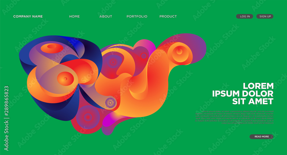 Aufkleber modern colorful landing page abstract fluid background template. wave liquid shape in colorful websi