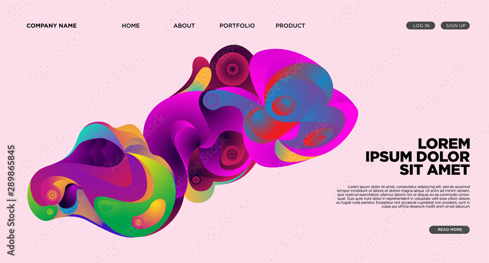 Aufkleber modern colorful landing page abstract fluid background template. wave liquid shape in colorful websi