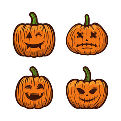 Set of Pumpkin for Halloween Design Vector isolated. Happy Halloween Template Illustration