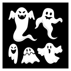Set of Ghost for Halloween Design Vector isolated. Happy Halloween Template Illustration