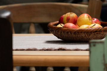 Fresh apples in the basket