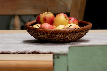 Fresh apples in the basket