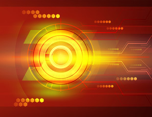 Futuristic abstract orange circle technology background vector