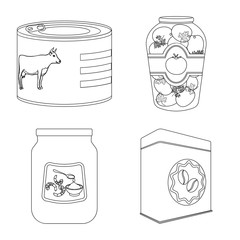 Vector design of can and food sign. Set of can and package vector icon for stock.