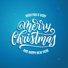 Merry Christmas and Happy New Year lettering template. Greeting card or invitation. Vector vintage illustration.