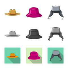 Isolated object of headgear and cap symbol. Collection of headgear and accessory vector icon for stock.