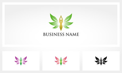 Woman Body With Leaves Like Wings Logo