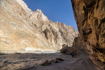 Pamir highway Panj river and Pamir mountains