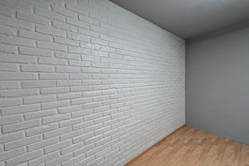 Fototapeta premium white brick wall interior, empty room
