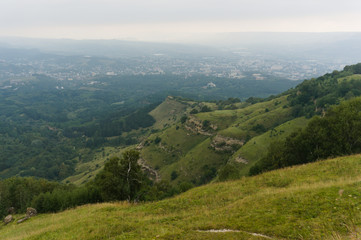 Obraz premium MouGreen lawn grass landscape in the caucasus mountains near kislowodsk, raw original picture