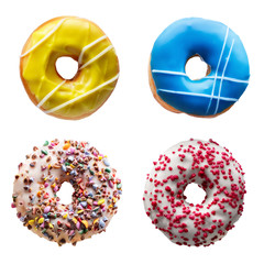 various donuts isolated on white background