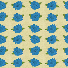 Fototapeta na wymiar seamless pattern blue flowers on canvas decoration print design Wallpaper textile interior packaging