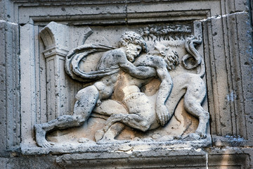 Hercules fighting against the centaur, relief of the Front of the chapel of El Salvador of Ubeda,...