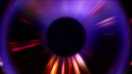 Glowing sphere. Fortune telling. Neon purple eye effect with flowing beams.