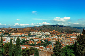 Fototapeta na wymiar Malaga panoramic city and mountains view