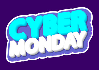 Cyber Monday, sale poster design template, isolated sticker, vector illustration