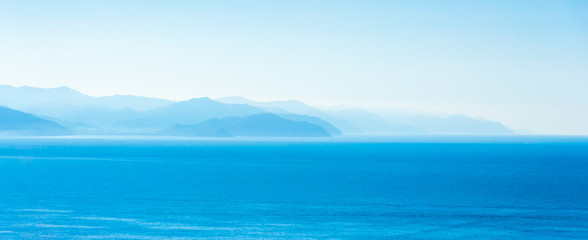 Fototapeta na wymiar Wide wallpaper panorama with sea view - Portofino, Italy