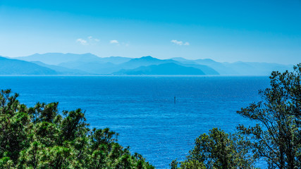 Fototapeta na wymiar Wallpaper panorama with sea view - Portofino, Italy