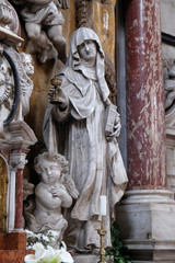 Saint Clare of Assisi, statue on the High Altar in the Catholic Church of the Saint Clare in Kotor, Montenegro