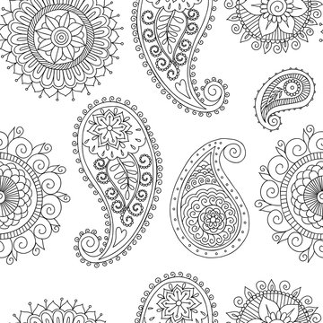 seamless black and white pattern in indian style