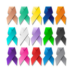 Set of colorful ribbons on white background.