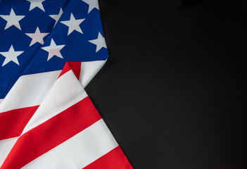 United States of America flag in dark background with copy space for text