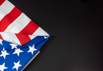 United States of America flag in dark background with copy space for text