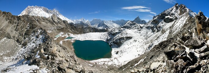 view from Kongma la pass to mount lhotse and Makalu