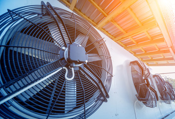 Fototapeta Metal industrial air conditioning vent. HVAC. Ventilation fan. obraz