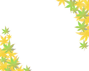 緑と黄色の背景素材 もみじのベクターイラスト 枠