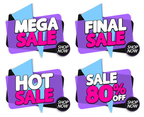 Set Sale banners design template, discount tags, great promotion, vector illustration