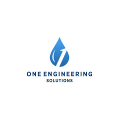 Illustration of oil droplet marks for the engineering industry with the number one logo design