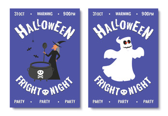 Happy halloween posters. Halloween party invitations or greeting cards. Vector illustration