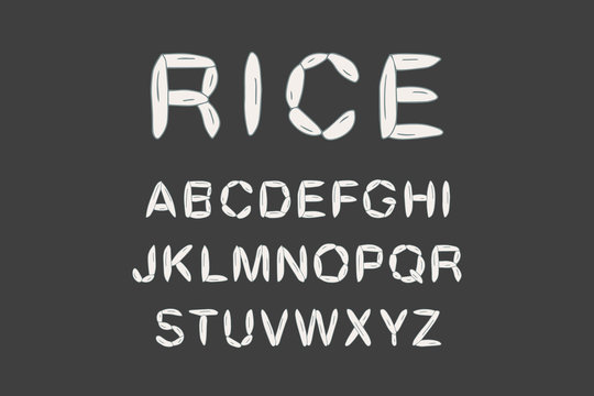 Rice hand drawn vector illustration in cartoon style japanese food abc alphabet