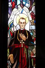 Blessed, Aloysius Stepinac, stained glass window in the Church of Saint Matthew in Dugave, Zagreb, Croatia