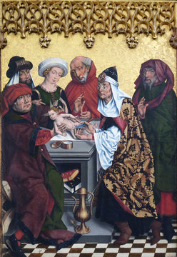 The circumcision of Christ, Twelve Apostles altar in St James Church in Rothenburg ob der Tauber, Germany