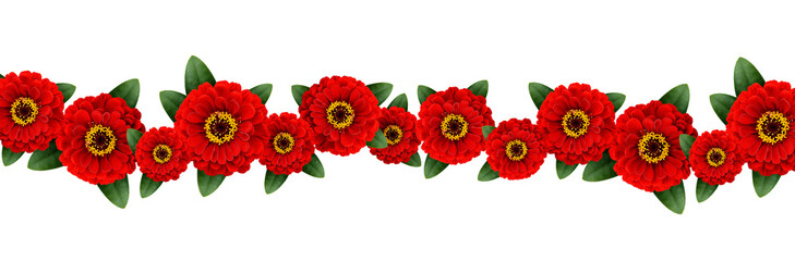 Red zinnia flowers garland