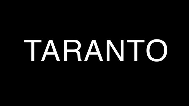 Taranto Title Animation. Typography animated. White letter and black background