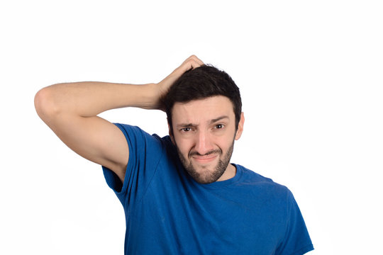 Young man worried.
