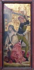 Obraz na płótnie Canvas Beheading of St. John the Baptist, painting in the St James Church in Rothenburg ob der Tauber, Germany