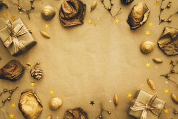 Obraz na płótnie Canvas Christmas Background In Gold