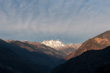 Natural beauty of Uttarakhand with snow covered mountains in Chopta Valley