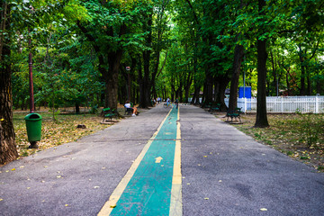 People having fun in King Mihai I park (Herastrau park) in Bucharest, Romania, 2019.