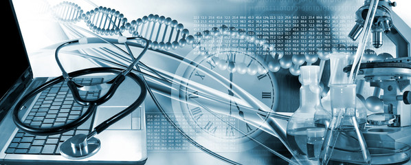 abstract image of dna chain on blurred background