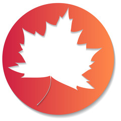 Maple leaves colorful flat vector icon. Autumn background, cutout paper frame of yellow maple leave.