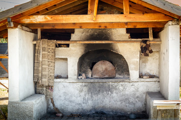 Outside village wood oven isolated