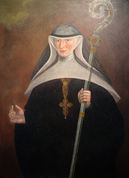Saint Walburga, altarpiece in the church of St. Agatha in Schmerlenbach, Germany