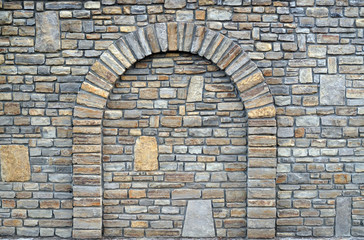  Walled-up archway in a stone wall