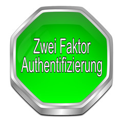 Two Factor Authentication Button - in german - 3D illustration