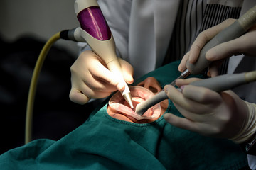 Dental care check up, Dentist examining and doing teeth treatment in dental clinic, Yearly visit...